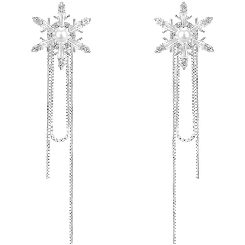 雪花流苏耳环女小众设计感