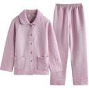 美标纯棉睡衣套装 三层保暖薄夹棉全棉质可外穿休闲家居服 女秋冬季