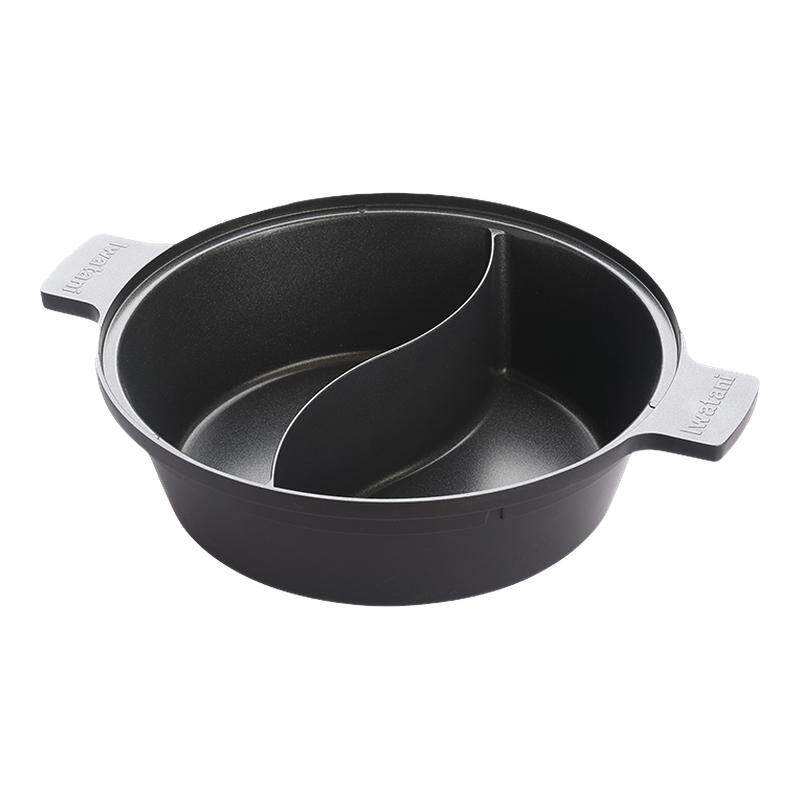 岩谷ZK-28鸳鸯锅3L大容量不粘锅火锅卡式炉专用锅家用不串味涮锅