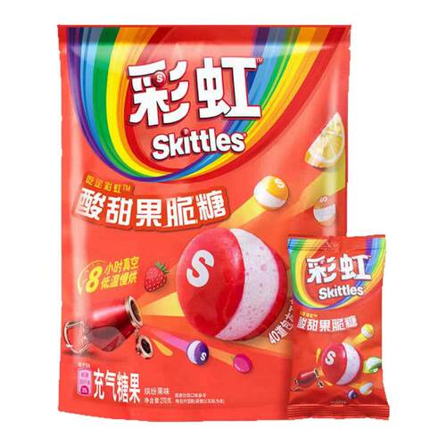 山姆代购彩虹Skittles酸甜果脆糖蓬松酥脆充气糖果儿童零食喜糖