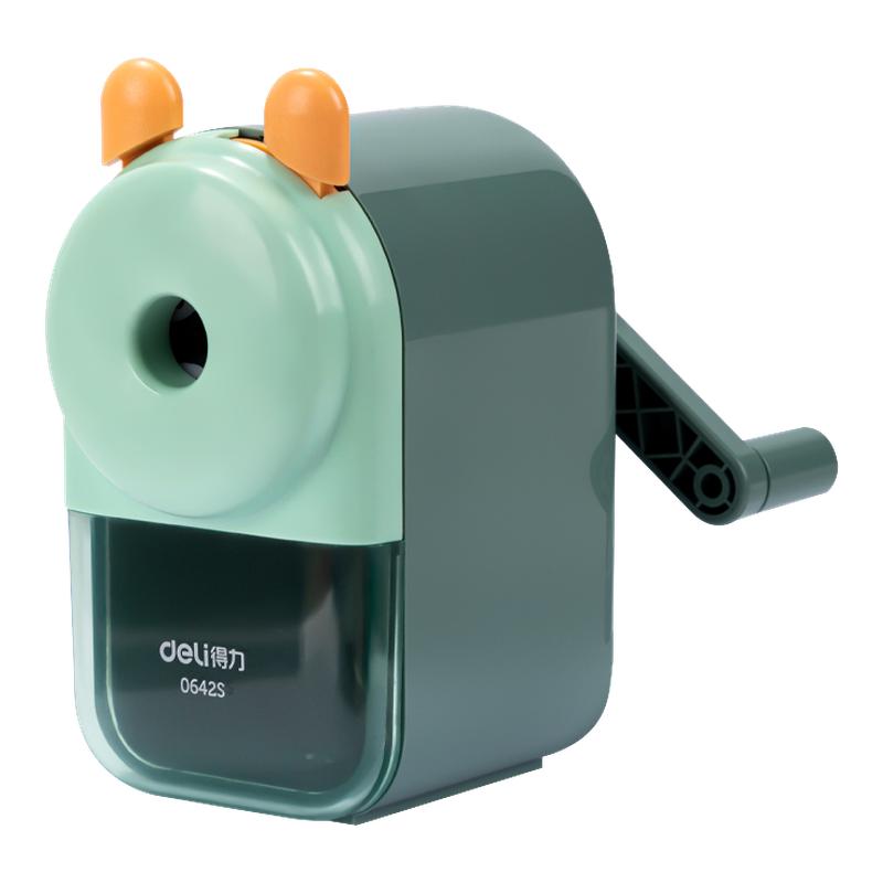 得力卷笔刀大口径手摇转笔刀特粗洞洞笔加粗铅笔削笔器小学生专用铅笔刀儿童粗杆大三角铅笔卷笔刀转笔刀DZ