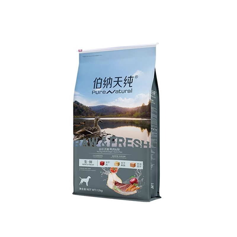 伯纳天纯生鲜鸭肉梨全价全期犬粮12KG无谷低敏易消化冻干粮金毛