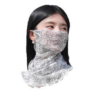围脖丝巾女蕾丝网纱夏季 脖套薄面纱 防晒护脸纱巾套头护颈百搭时尚