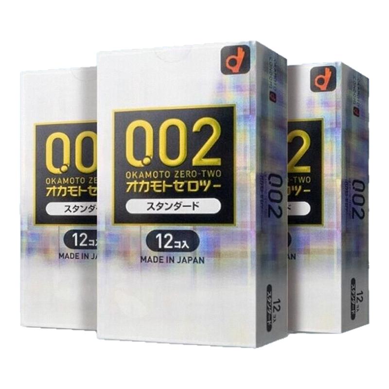 okamoto冈本002超薄润滑亲肤安全套避孕套12只装日本进口*3盒装