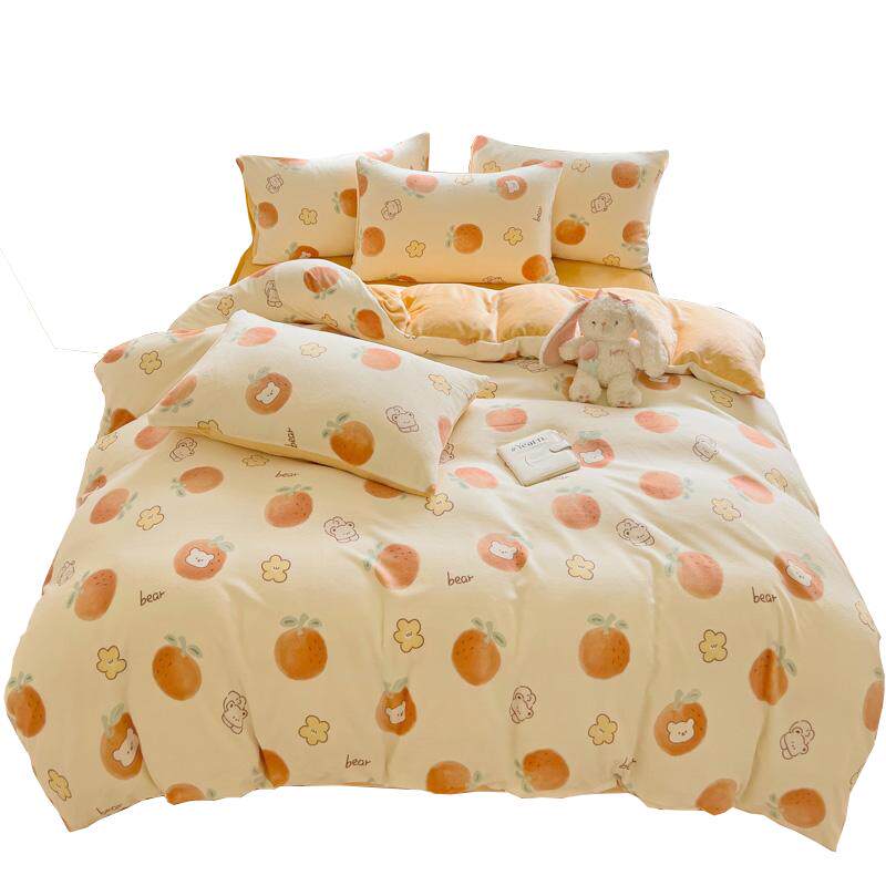 无印良品牛奶绒四件套秋冬季床单床上用品床单被套三件套毛绒加厚 - 百亿补贴品牌优选出品