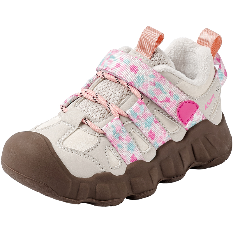安奈儿女童鞋子运动鞋加绒二棉鞋