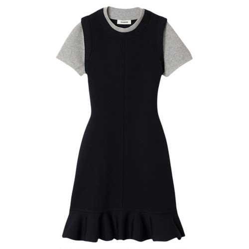 SANDRO法式假两件修身针织连衣裙