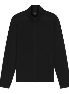 BOSS博斯 男士25年冬款正面纹理弹力面料立领休闲针织开衫