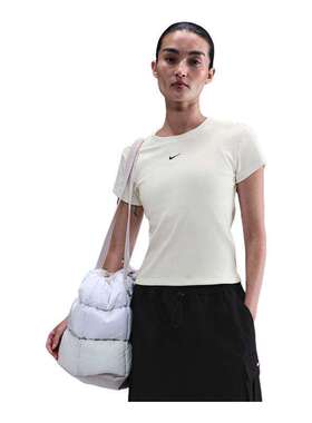 NIKE耐克女短袖26夏新款白色罗纹修身短款圆领运动T恤HV4995-133