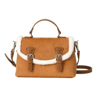 畹町麂皮绒女包软皮毛绒边系列秋冬复古通勤包手提斜挎波士顿包女
