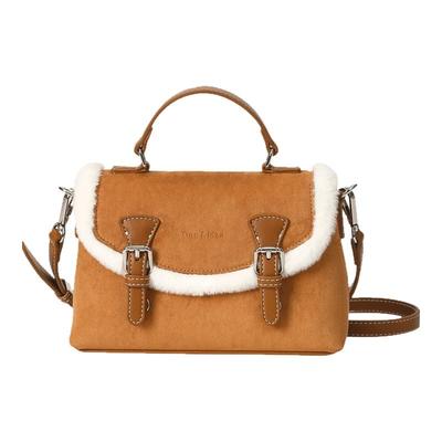 畹町麂皮绒女包软皮毛绒边