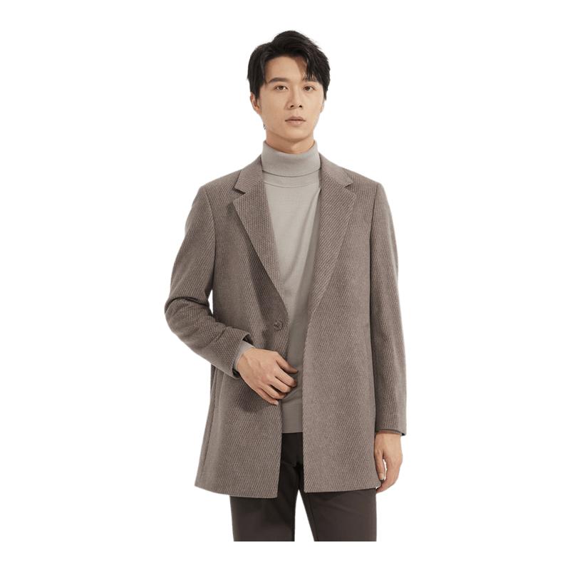 【蚕丝羊绒双色提花】利郎青年商务毛呢外套2025冬季大衣Q4DYR507