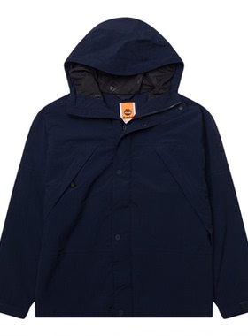 Timberland添柏岚户外冲锋衣男装露营外套防风夹克深蓝色运动服