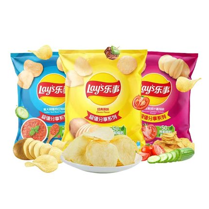 乐事薯片大包135g*3/5袋原味黄瓜味百事食品办公休闲解馋零食小吃