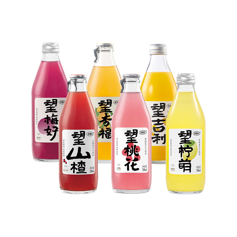 好望水果汁气泡水望山楂汁300ml*6碳酸饮料草本健康解腻冰镇爽口