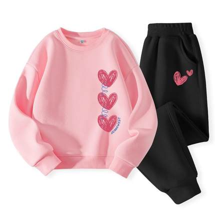 真维斯童装女童套装秋冬款儿童加绒运动卫衣大童2025新款冬装衣服