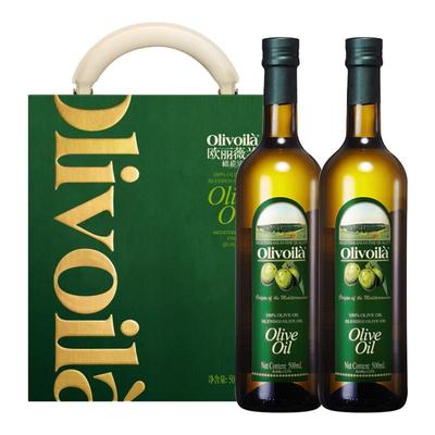 欧丽薇兰纯正橄榄油500ml*2瓶礼盒装含特级初榨橄榄油公司福利G