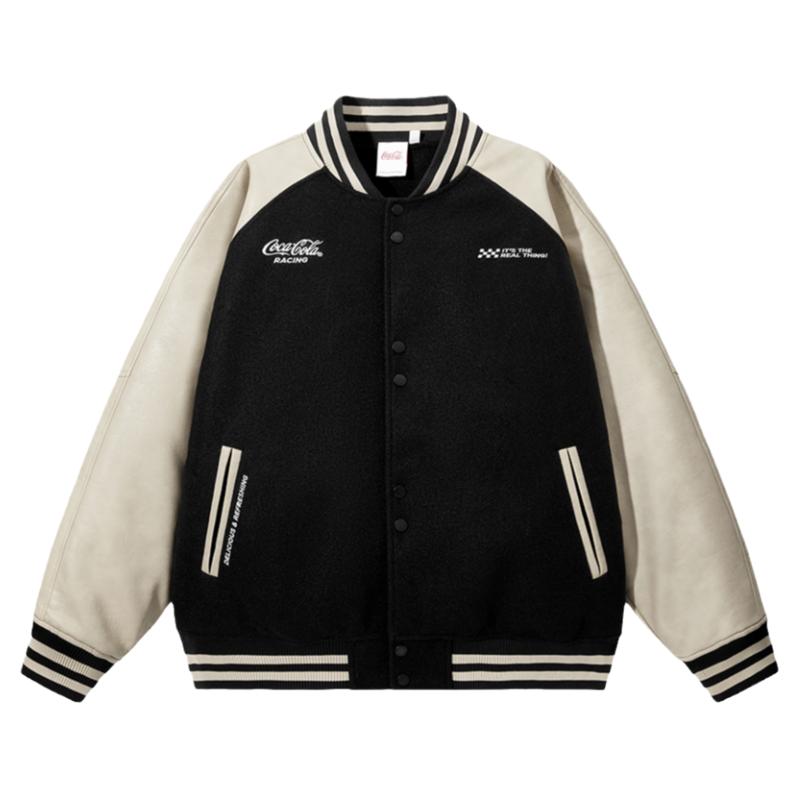 可口可乐加棉外套棒球服皮夹克