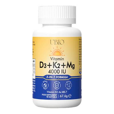 UBIO优碧欧维生素d3k2镁三合一dk镁成人孕妇女性阳光甘氨酸镁vd3