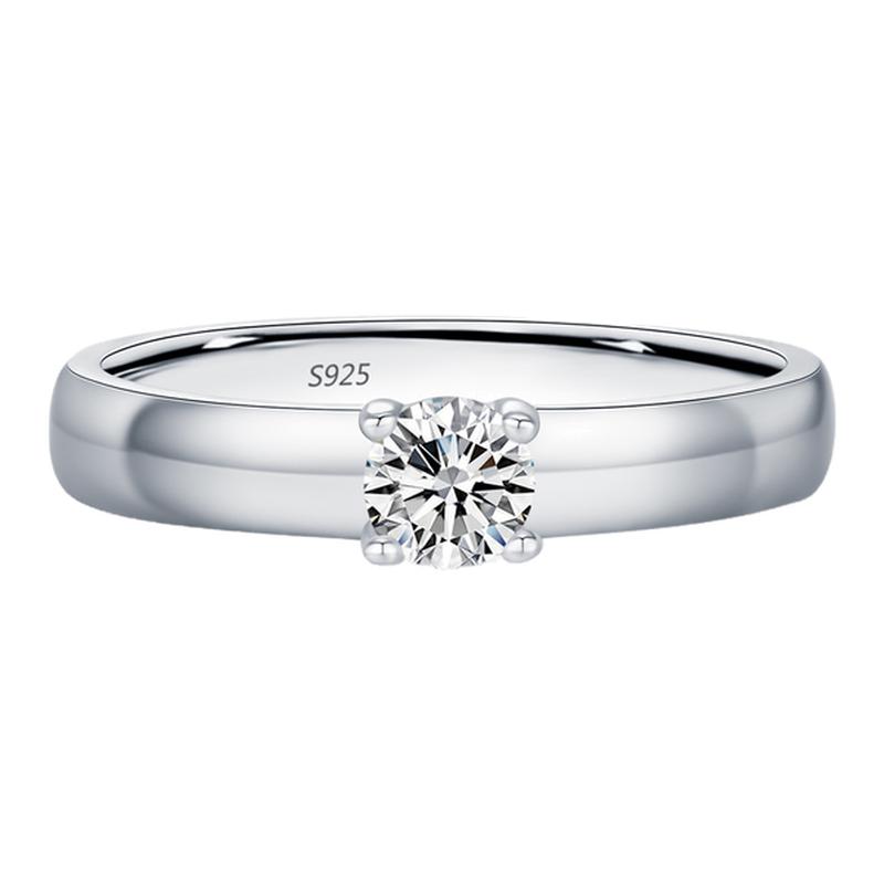 摩典S925纯银莫桑钻超闪单钻戒指