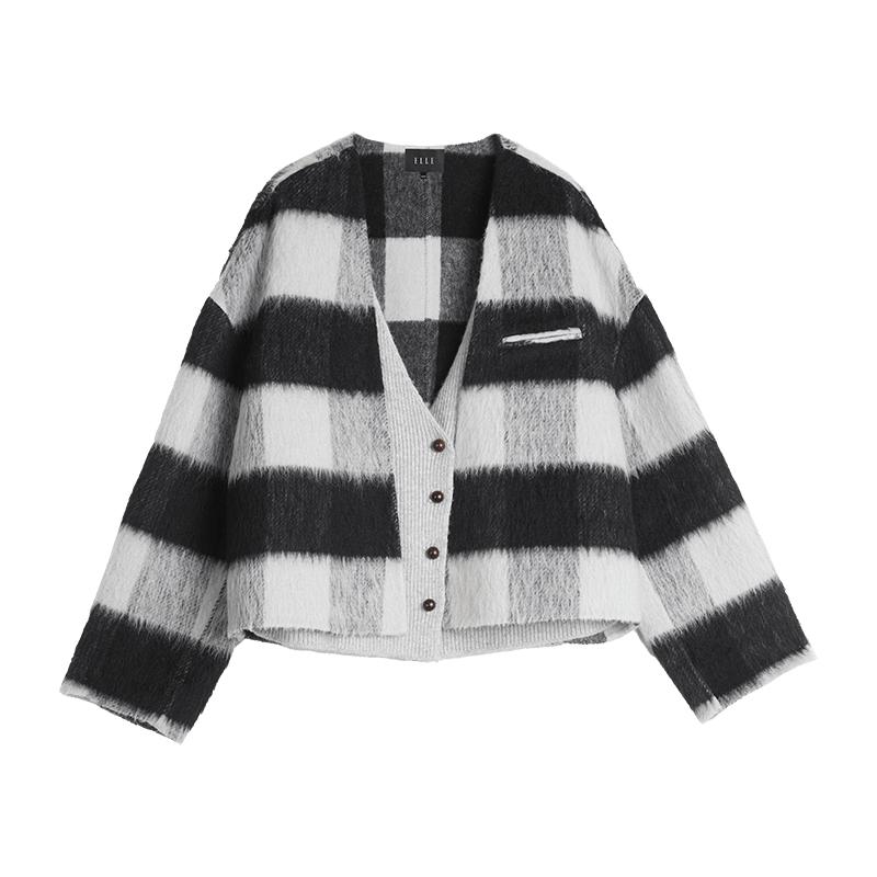 绵羊毛混纺双面呢大衣ELLE