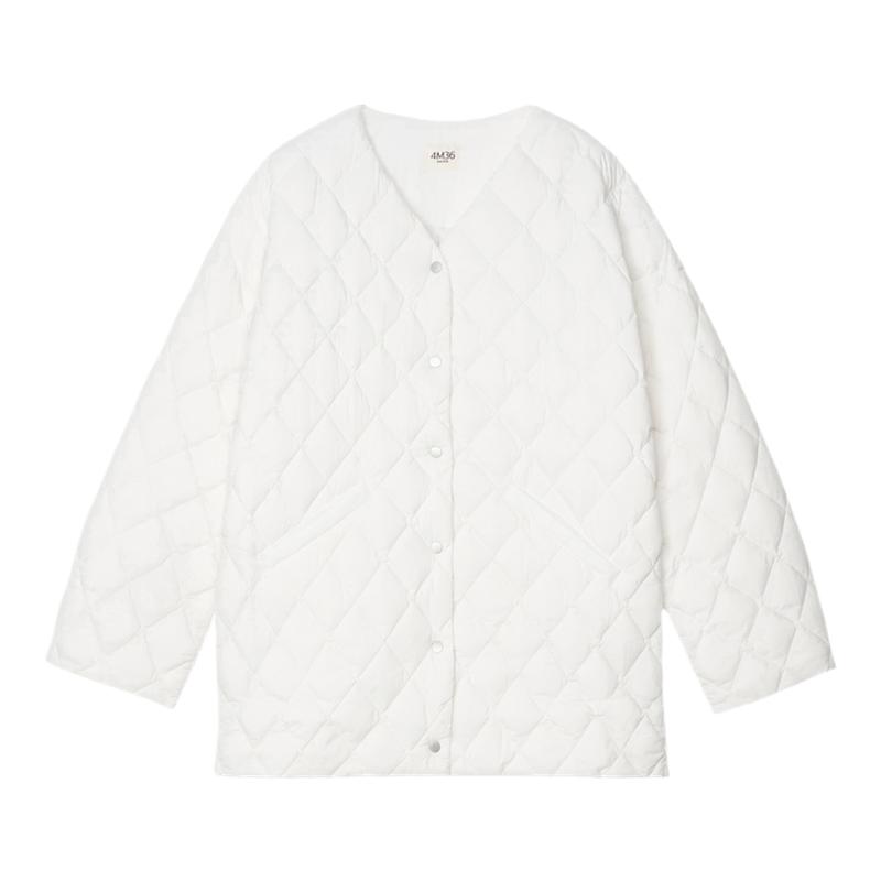 素然ZUCZUG 4M36女士慵懒舒适薄尼龙布V领宽松羽绒服