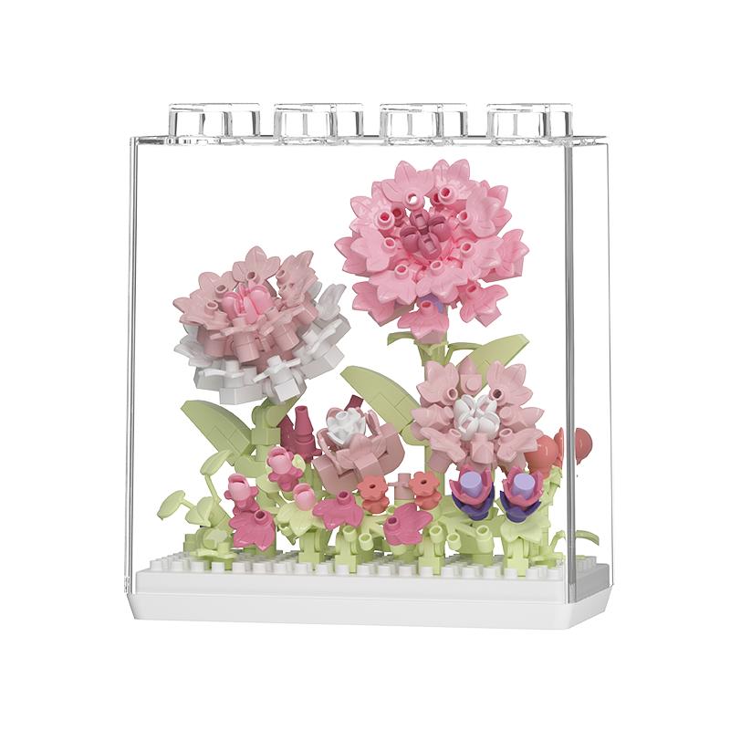 潮乐创积木花永生花拼装玩具