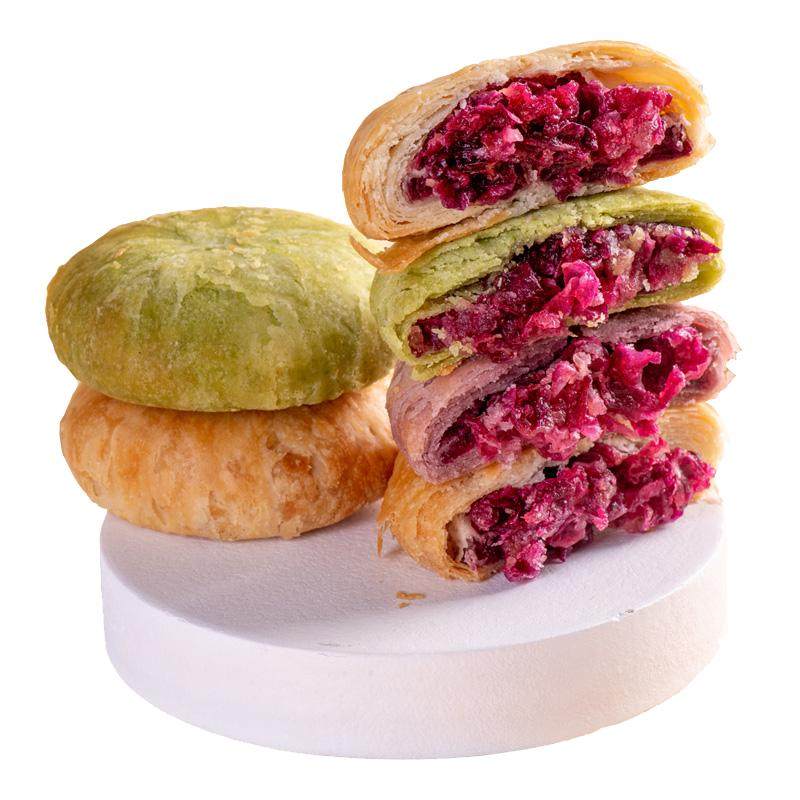 麦万和云南特产鲜花饼玫瑰饼零食糕点抹茶紫薯燕麦早餐面包整箱