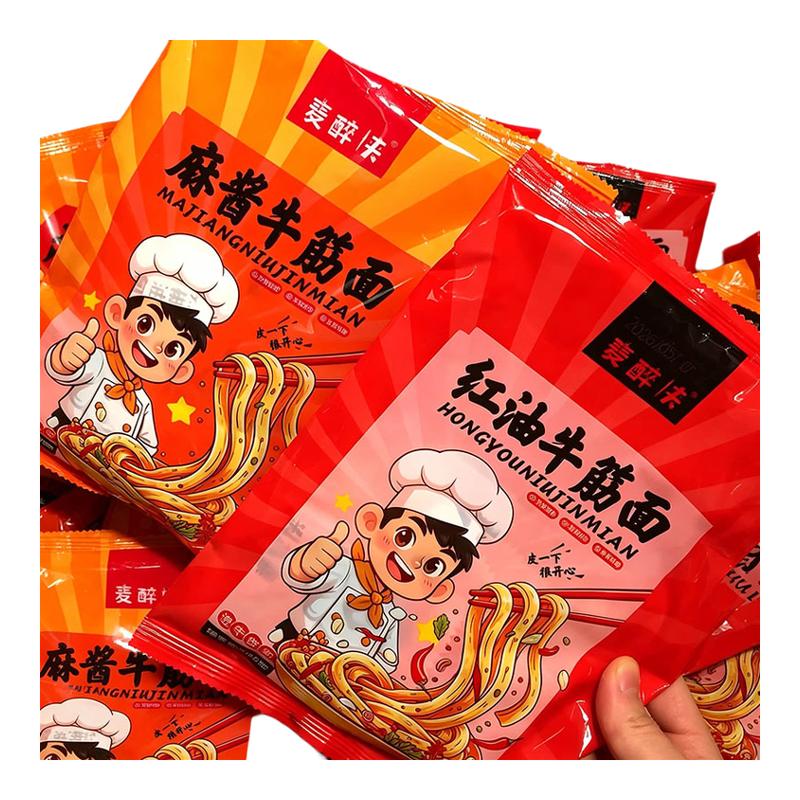 麦醉侠红油麻酱免煮即食牛筋面