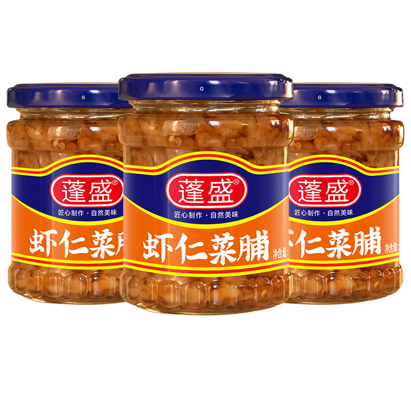 蓬盛虾仁菜脯195g潮汕下饭菜拌饭拌面配粥腌酱菜橄榄菜萝卜干官方
