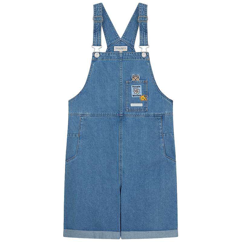 TeenieWeenie小熊奥莱夏学院风背带裤复古休闲牛仔裤连体短裤女装