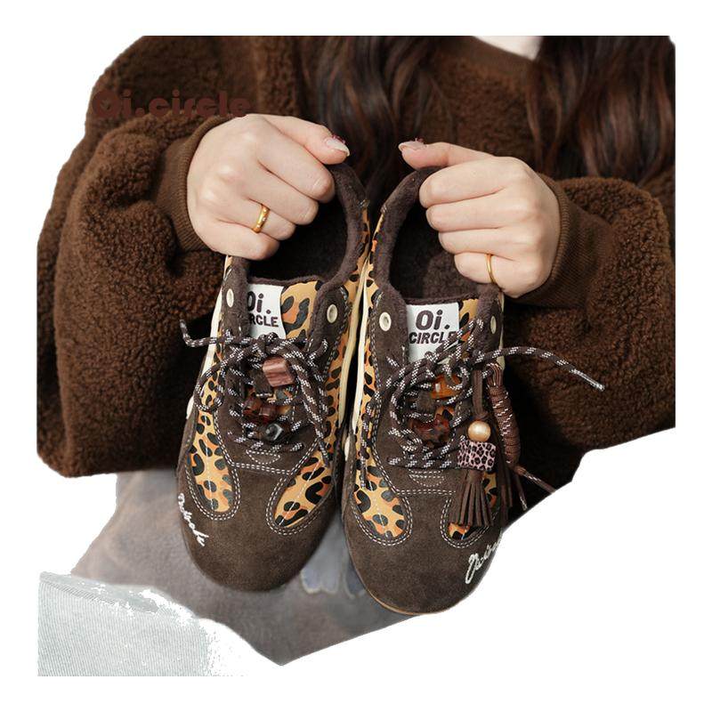 【内增高6CM】加绒原创复古豹纹赛车厚底反绒休闲德训鞋,女鞋,时尚休闲鞋,淘宝优惠券,粉丝福利购,淘宝优惠卷