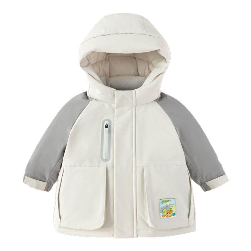 巴拉巴拉男童羽绒服宝宝中长款加厚外套儿童黑色连帽冬装新款童装