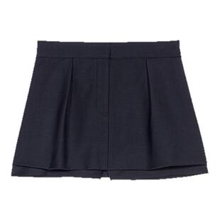 女装 秋冬款 法式 气质羊毛混纺深蓝色高腰阔腿短裤 Maje经典 裙裤 款