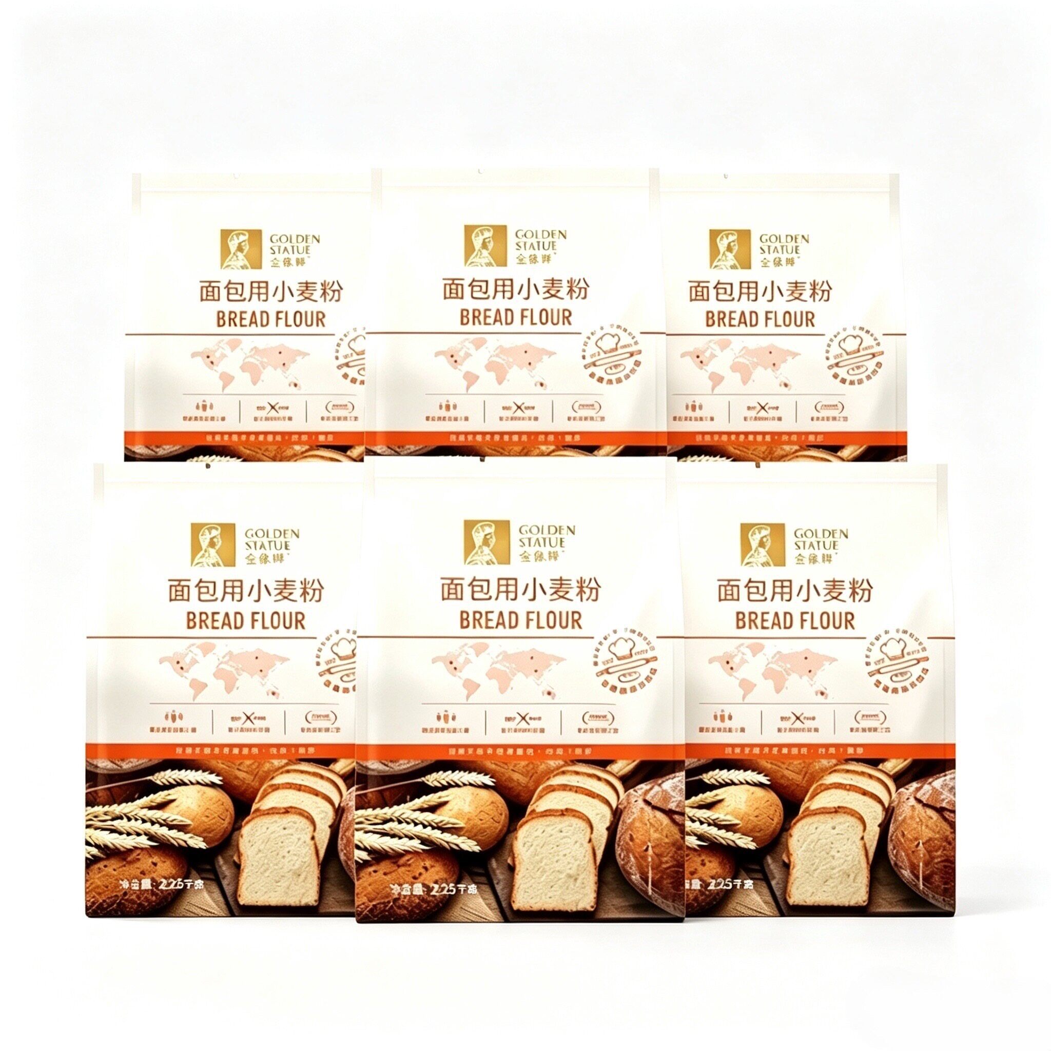 金像牌高筋面粉2.25kg*6面包粉吐司粉家用面包烘焙原料批发专用粉