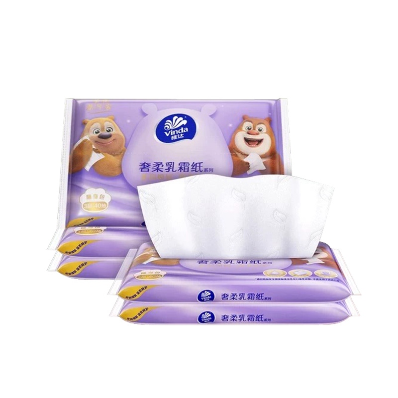 维达熊出没乳霜纸云柔巾40抽5包