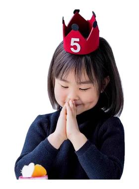 韩国红色皇冠生日帽ins风儿童男女孩周岁派对氛围拍照道具装饰品