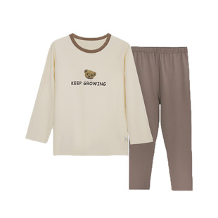 全棉女童睡衣中大童男孩棉毛衫 红豆儿童内衣套装 纯棉男童秋衣秋裤