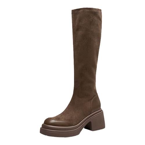 红蜻蜓厚底弹力袜靴圆头增高