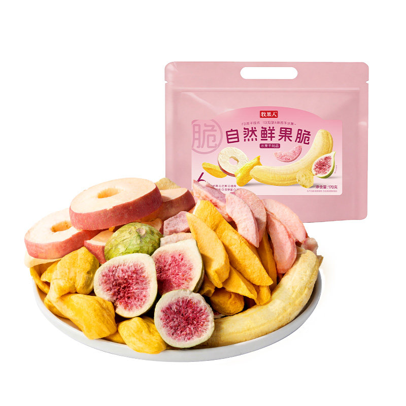 牧果人自然鲜果脆6种冻干水果苹果水蜜桃脆片孕妇零食网红爆款