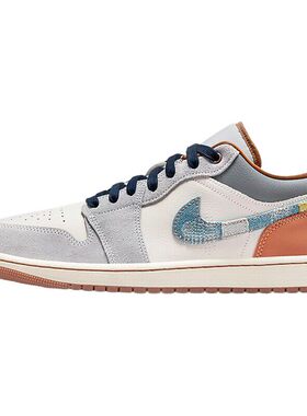 耐克男鞋Air Jordan 1 AJ1白蓝丹宁牛仔低帮复古篮球鞋FZ5042-041