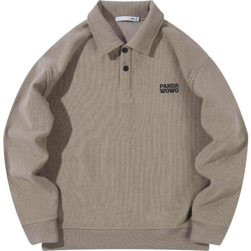 海澜之家翻领加绒宽松印花卫衣