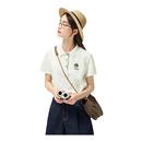 百搭 紫涵polo领休闲短袖 女夏季 新款 卡通刺绣学院运动上衣打底时尚