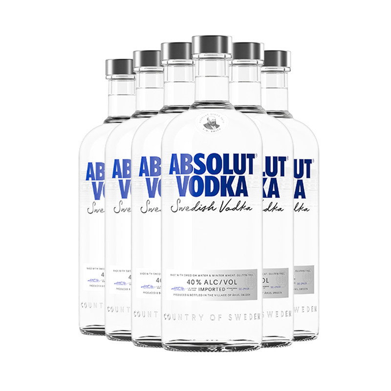 ABSOLUT/瑞典绝对伏特加经典原味1000ML六瓶原瓶进口洋酒调鸡尾酒
