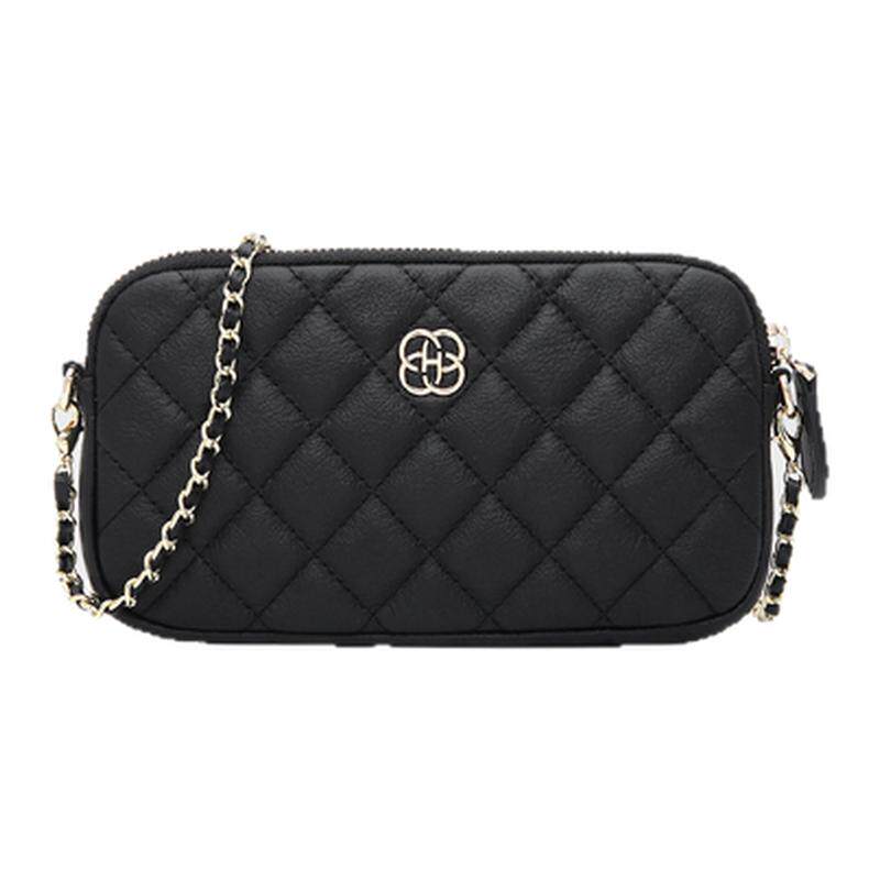 HONGU/红谷女包新款头层牛皮迷你小包零钱包休闲菱格斜挎包链条包