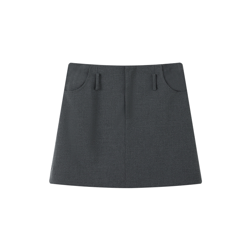 LILY通勤防走光学院风灰色半身裙