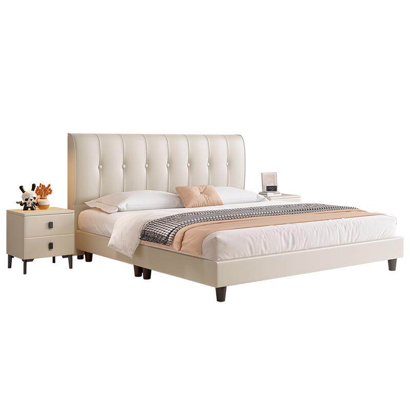 真皮床主卧室大床高端大气家用双人床现代简约1.5米1.8榻榻米婚床