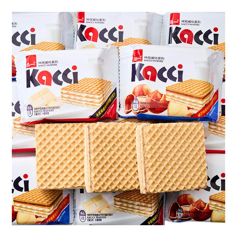 泓一咔吃威化饼干榛子牛乳味巧克力多层夹心休闲宿舍充饥零食品