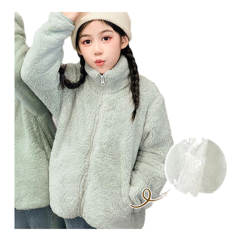 贝贝怡儿童外套珊瑚绒女童毛毛绒抓绒大童摇粒绒宝宝秋冬加绒上衣