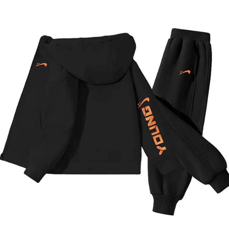 贵人鸟童装男童加绒套装秋季儿童运动衣服两件套男孩连帽开衫外套